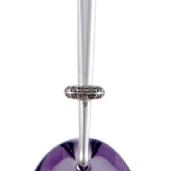 Georg Jensen Vivianna Silver Amethyst & Diamond Pendant—Torun Bülow-Hübe — NWT - Picture 2 of 12